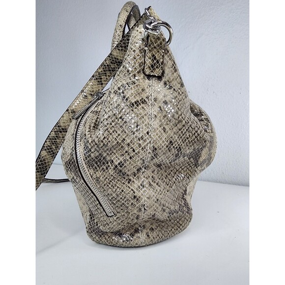 Michael Kors Jenna Tan Python Snakeskin Embossed Large Tote Shoulder Bag Purse - Picture 5 of 16